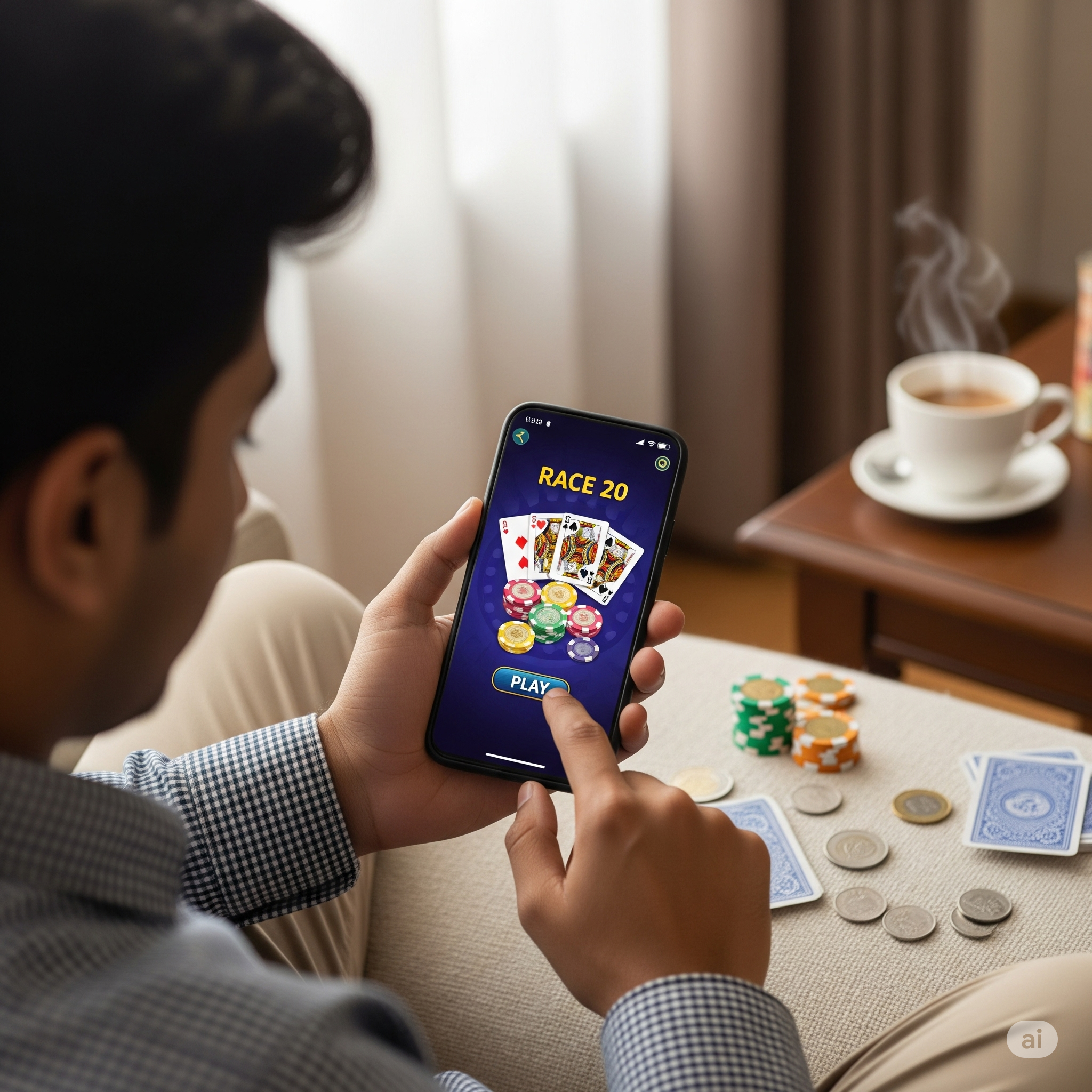 Player watching Race 20 live play on mobile