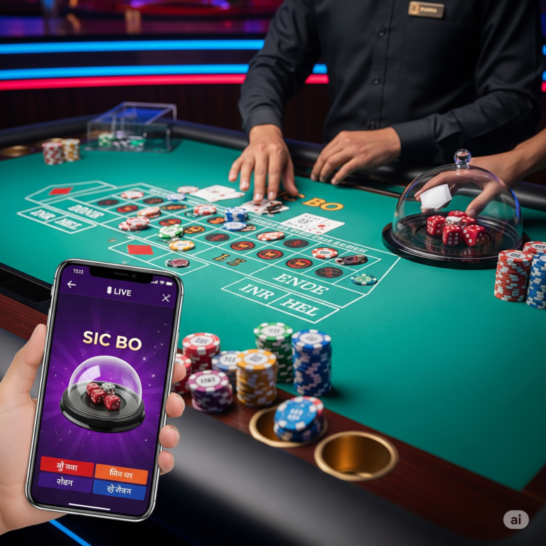 Live dealer rolling dice in Sic Bo game India