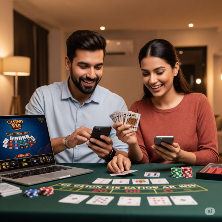 Casino War table with cards ready for play in India