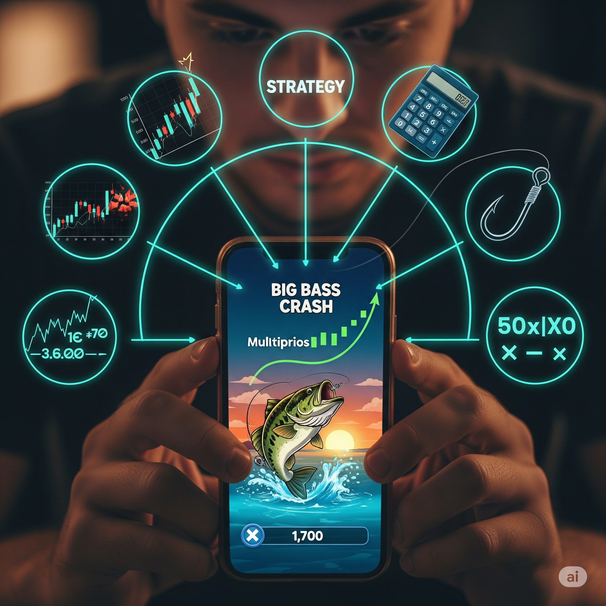 Player using mobile device to play Big Bass Crash on 11xGame
