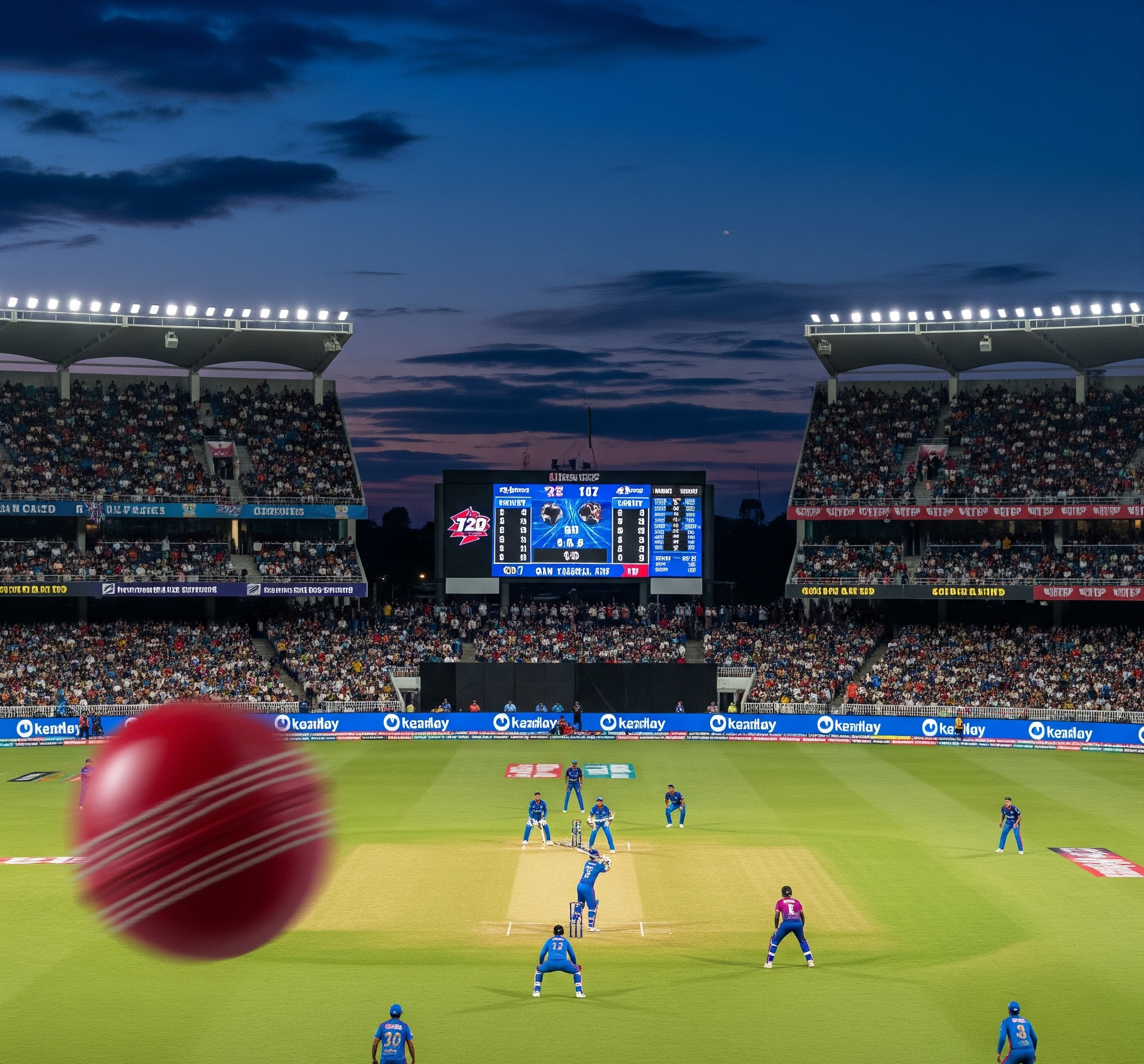 Cricket Match 20 20 live action in stadium