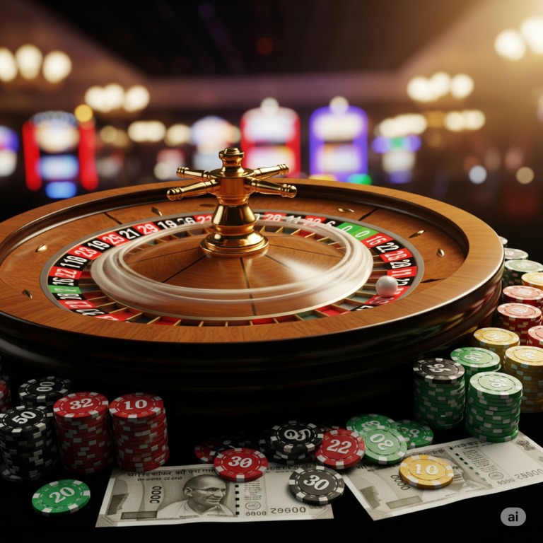 Casino Money Roulette wheel with red and black numbers in an online game