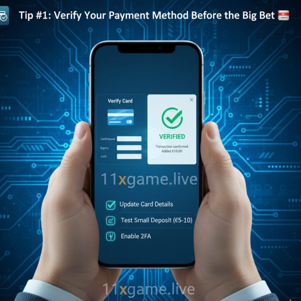 Tip #1: Verify Your Payment Method Before the Big Bet 💳